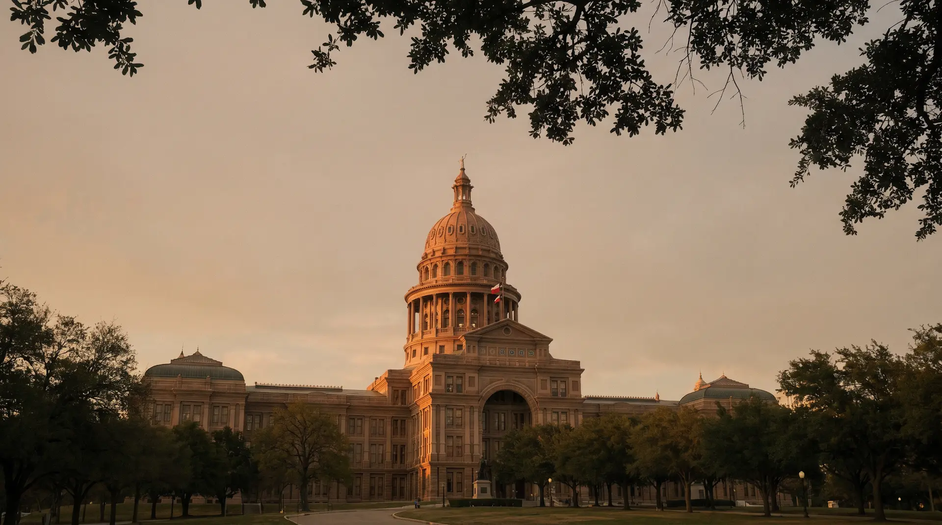 The Texas State Capitol in Austin at golden hour
